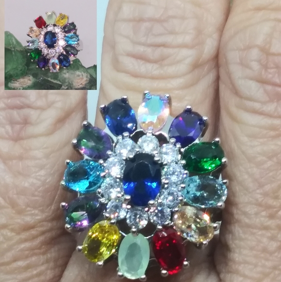 925 Multi gemstone ring - Picture 1 of 2